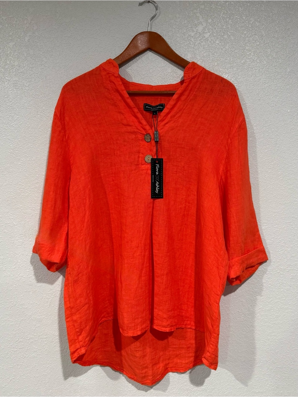 Flora Ashley Women’s Orange 100% Linen Blouse